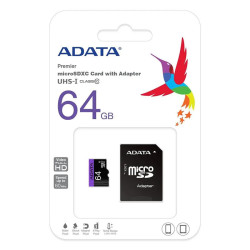 AData AUSDX64GUICL10-RA1/ class 10 Micro SD Card 64GB + SD adapter