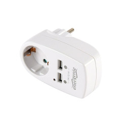 Gembird EG-ACU2-02 2-portni USB punjac sa prolaznom AC utičnicom, 2,1 A, bela