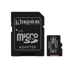 Kingston SDCS2/256GB MicroSD 256GB, Canvas Select Plus, Class 10 UHS-I U3 V30 A1, Read up to 100MB/s, Write up to 85MB/s, w/SD adapter