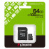 Kingston SDCS3/64GB MicroSD 64GB, Canvas Select Plus, Class 10 UHS-I U1 V10 A1, Read up to 100MB/s, w/SD adapter