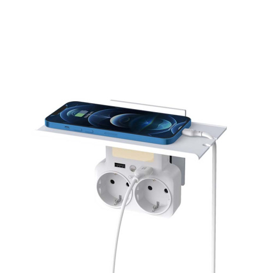 XO Smart WL09 (2AC+2USB 2.4A) zidni razdelnik sa policom