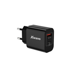 Xwave H20AC 20w USB brzi ZIDNI punjač za mobilne,tablete,dual A+C,PD,Crni