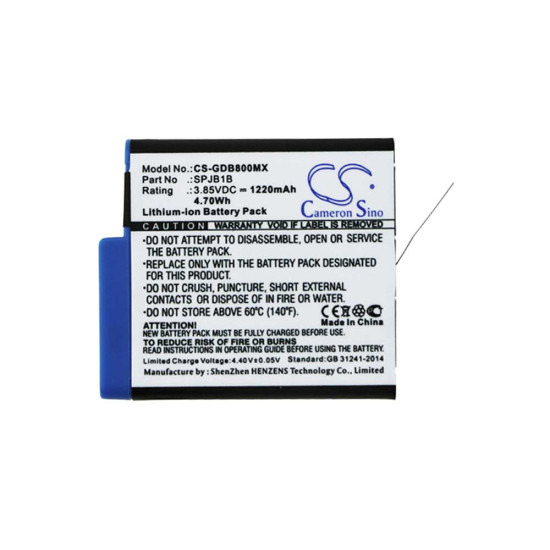 Cameron Sino CS-GDB800MX 3.85V 1220mAh Li-ion baterija za kameru GoPro Hero 7 Hero 8 SPJB1B