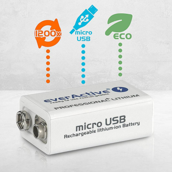 EverActive EVHR22-550 9V (7.4V) 550mAh Li-ion punjiva baterija