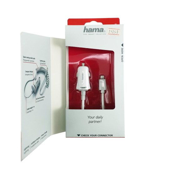 Hama 178263 za IPhone, MFI, Beli 2,4A, Premium auto punjač