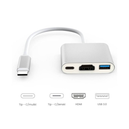 Kettz TC2H-300 Type C HUB na HDMI adapter 3in1 4K