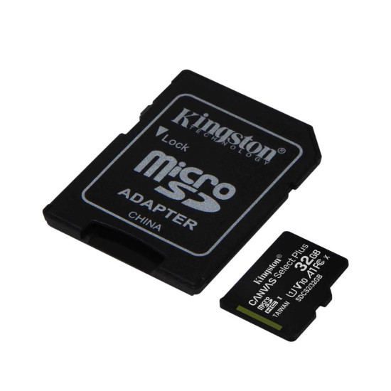 Kingston SDCS2/32GB MicroSD 32GB, Canvas Select Plus, Class 10 UHS-I U1 V10 A1, Read up to 100MB/s, w/SD adapter