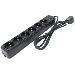 Gembird SPG6-B-10 (3x1.5mm,16A,3500W) sa prenap.zaštitom 6utič. 3m razvodnik crni