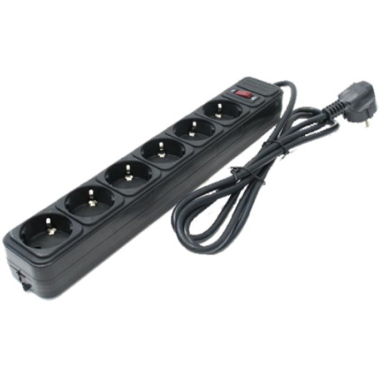 Gembird SPG6-B-10 (3x1.5mm,16A,3500W) sa prenap.zaštitom 6utič. 3m razvodnik crni